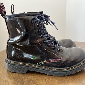 Dr. Martens Doc Martens Black Ranbow Sparkle Patent Leather Boots Wmns Girls 5